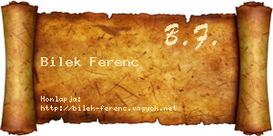 Bilek Ferenc névjegykártya